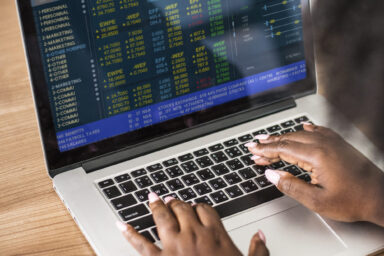 Woman working on a laptop